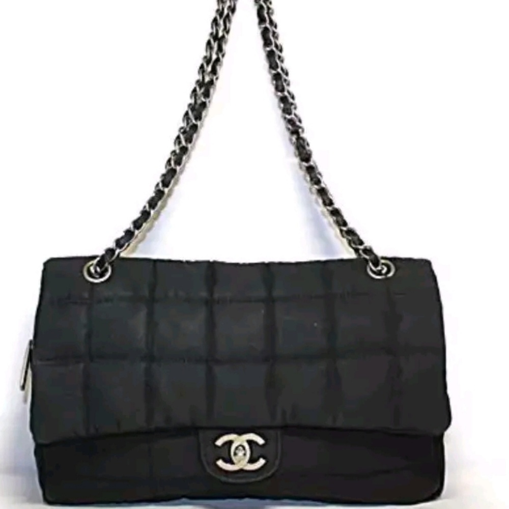 Chanel jumbo nylon chocolate bar bag